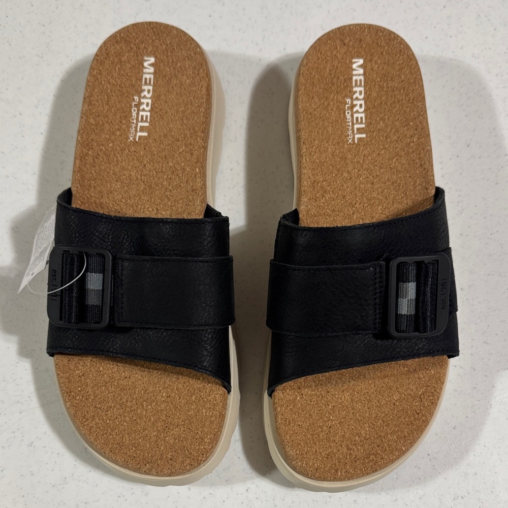 Merrell Fleur Slides Black and Tan Sandals Women’s Size 8